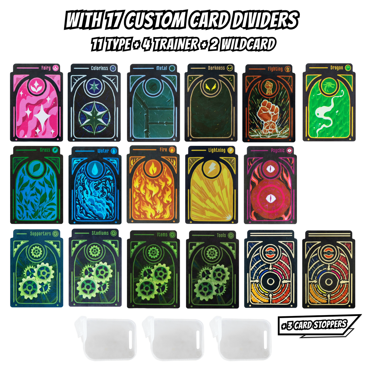 Trading Card Storage Box for Pokemon Cards holds【2400+】TCG Cards. Includes 17 Unique Type Dividers & 2 Card Stoppers. Premium Bulk Card Case/Deck Holder. Great Accessory Gift. (Card Organizer Box)