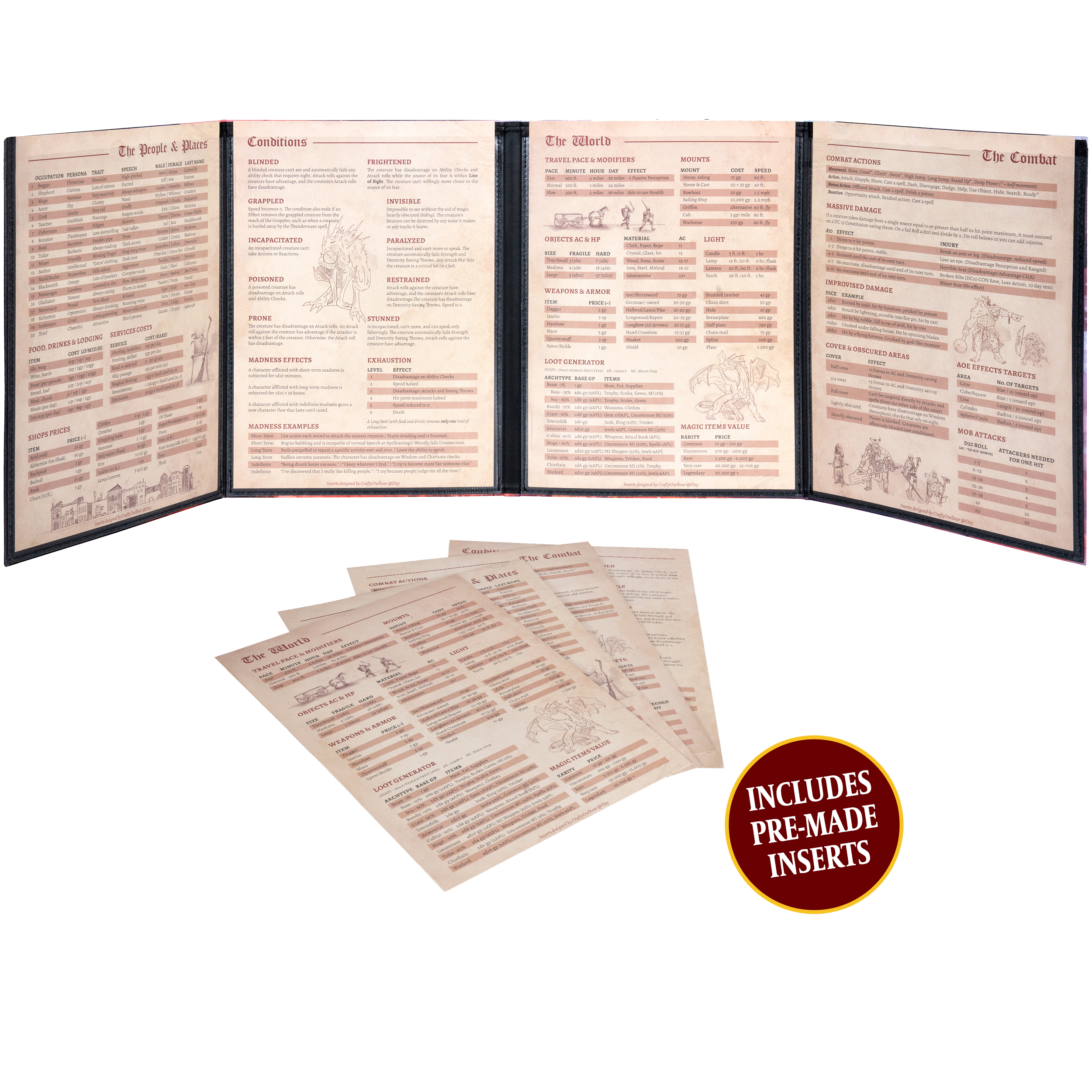 Full Color DM Screen with Customizable Inserts