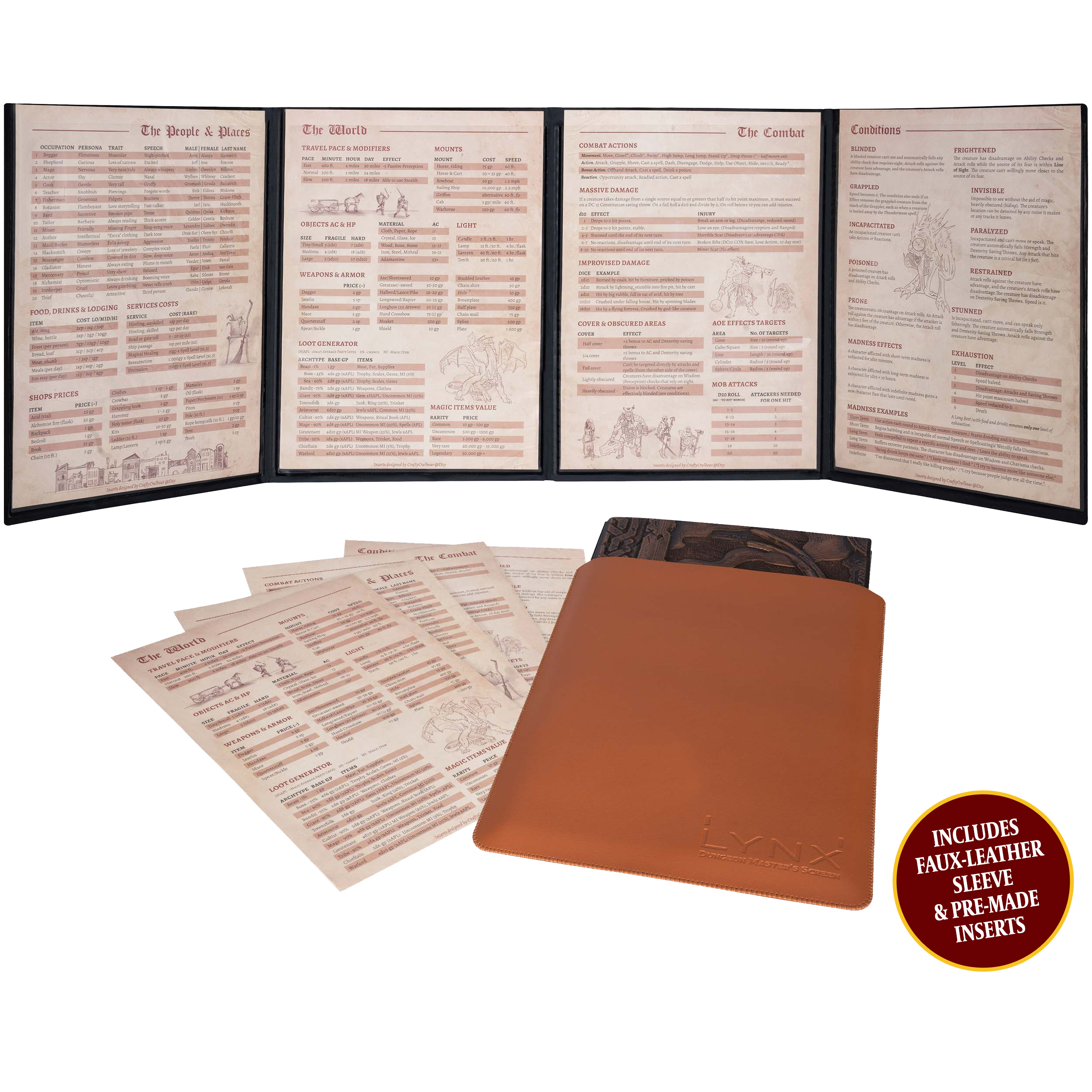 Wholesale of 3D Faux-Leather Customisable DM Screen