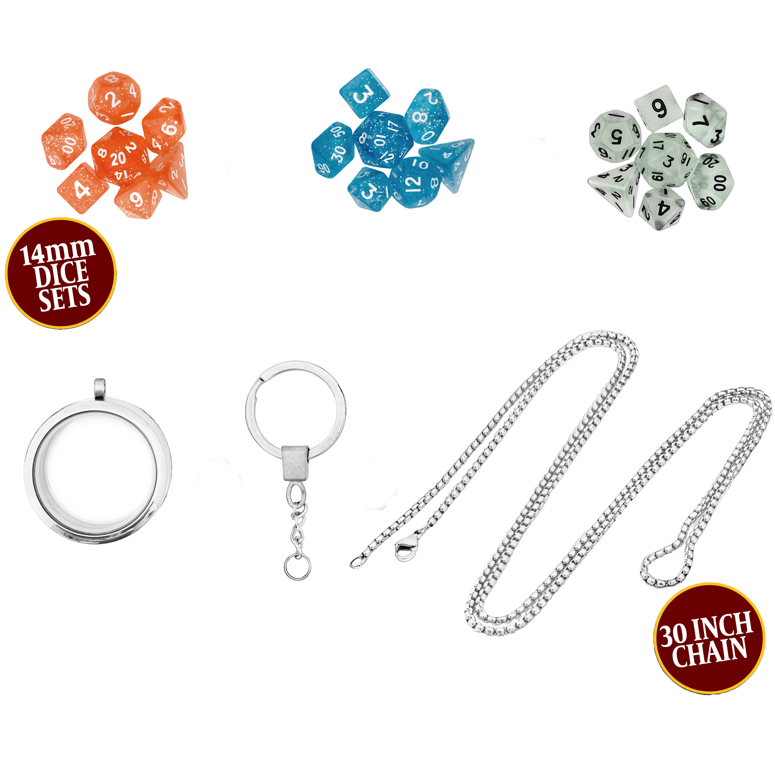 Wholesale of Dice Locket w Chain & Keychain