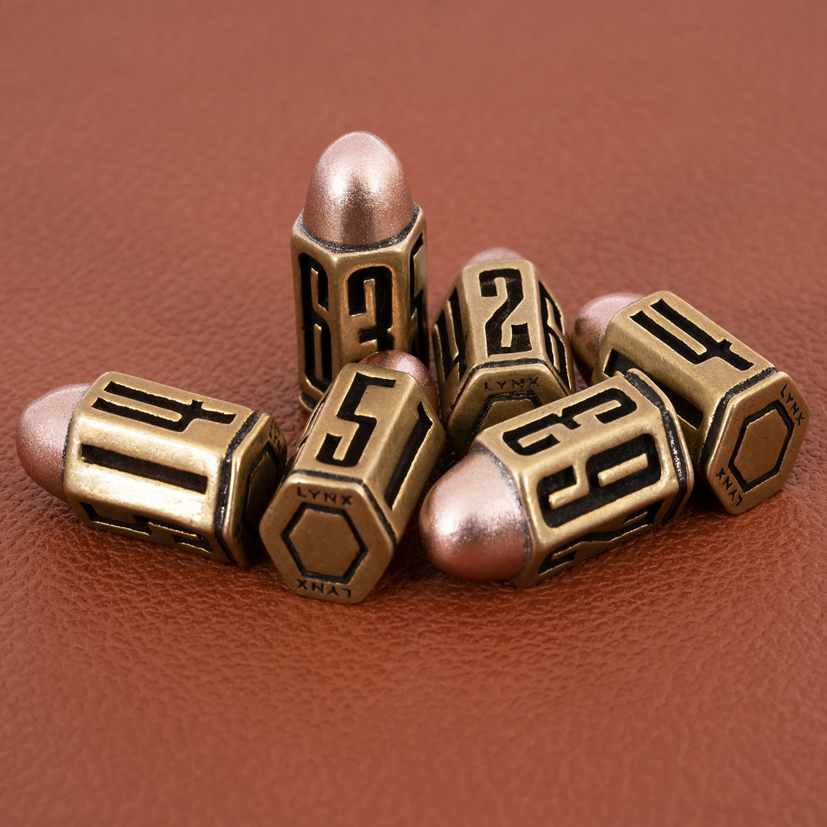 Menu Bullets Dice Brass D6 Bullet Dice Set | Cool & Custom D6 Dice For DnD, Wargames...